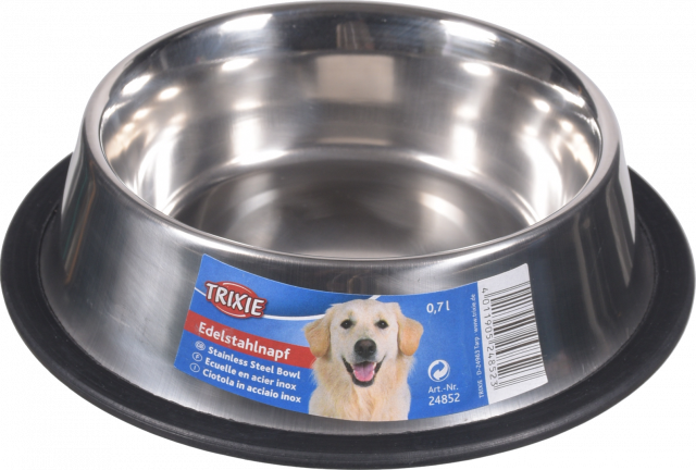 Миска д/собак Trixie 0,7 л металева на гумці 24852