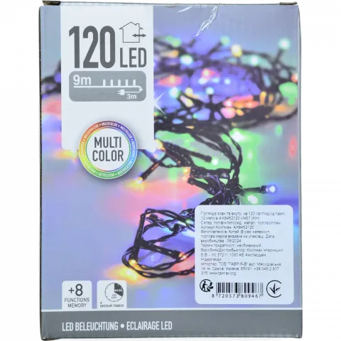 Гірлянда зовн та внутр, на 120 світлодіод ламп, 12 метрів AX8452120 И467 (КІН)