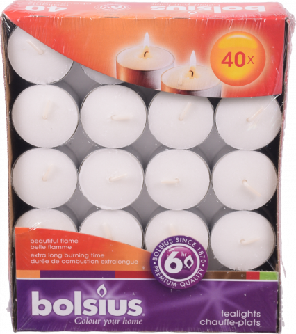 Свічки - таблетки Bolsius 6 год. 40 шт. білий арт. 103630508500