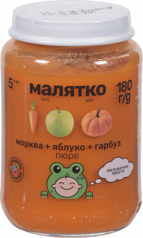 Пюре Малятко 180 г морква-гарбуз-яблуко
