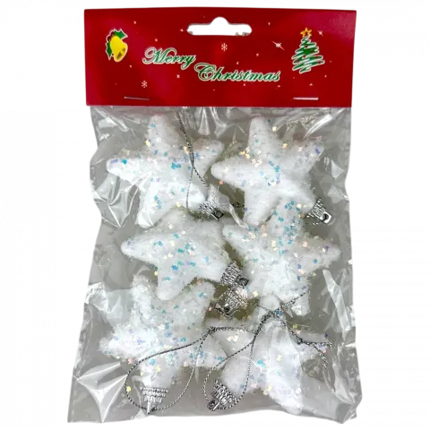 Набір зірок 6 шт, 5.5 см білі арт. 24PJ041 9245 И474