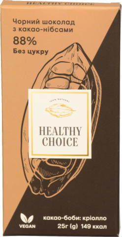 Шок Healthy Choice 25 г чорн. з какао нібсамі