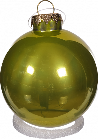 Прикраса ЛХ куля скляна 6 см перлова лаймова JNGS-24-0094-6cm И919