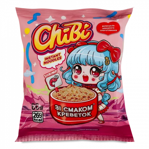Вермішель ChiBi 60 г зі смаком креветок