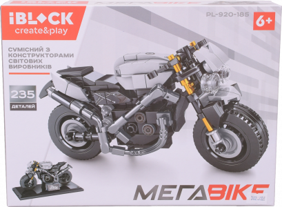 Іграшка Конструктор Iblock Megabike Мотоцикл 235 дет. PL-920-185