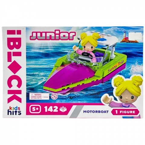 Іграшка Конструктор Kids hits Iblock Junior KH08/012/04 Моторний човен 142 дет
