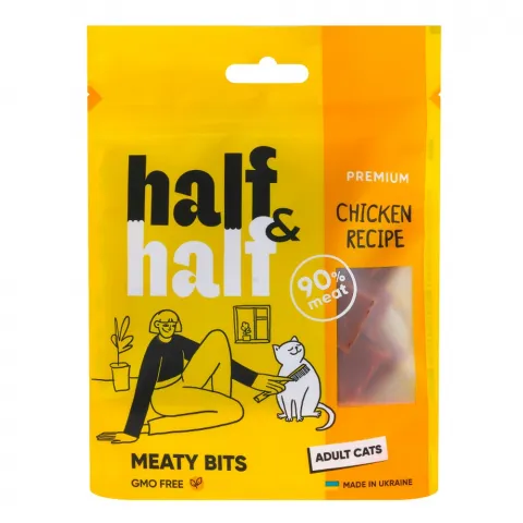 Ласощі д/котів HalfHalf 50 г з куркою