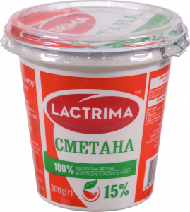 Сметана Lactrima 15 300 г стак.