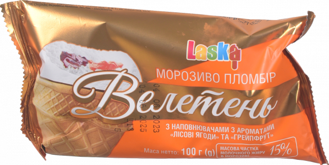 Морозиво Laska 100 г ваф. стак. Велетень Лісові ягоди та грейпфрут