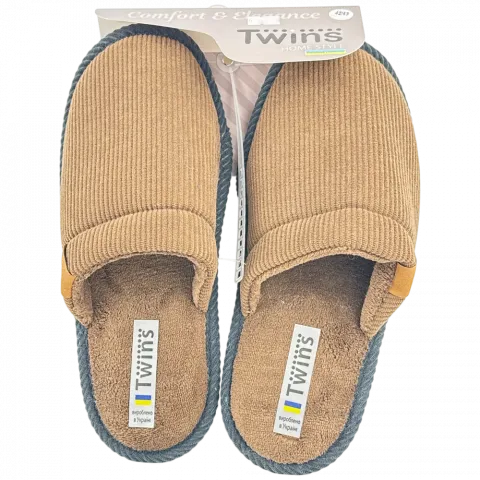 Капці дом. чол. Twins вельвет корич. р.42/43 15843
