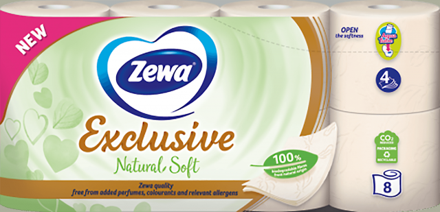 Туалетний папір Zewa 8 шт. Exclusive Natural soft