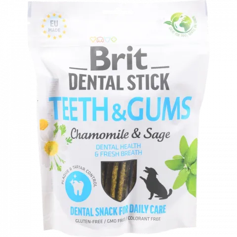 Ласощі д/собак Brit Dental Stick 251 г Teeth and Gums д/зубів і ясен з ромашкою та шавлія