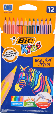 Набір олівців 12 кол. BIC Kids Evolution страйпс 950522