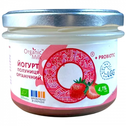 Йогурт Органік Мілк 4,1 200 г Полуниця органіч.