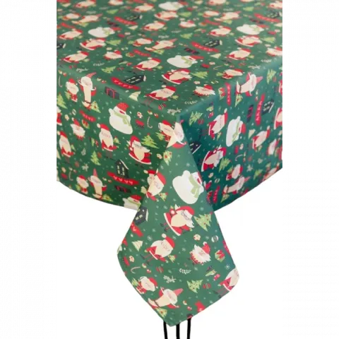Скатертина Прованс 180х140 см Санта на зеленому
