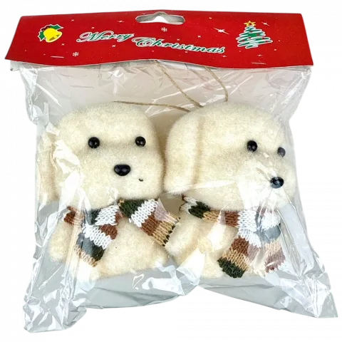 Прикраса ялинкова Собака 2 шт, 108 см кремова арт. 2025PJ337 9245 И627