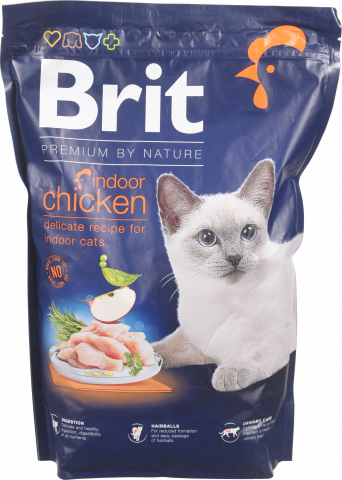 Корм д/котів Brit Premium by Nature 1,5 кг що мешкають у приміщенні з куркою