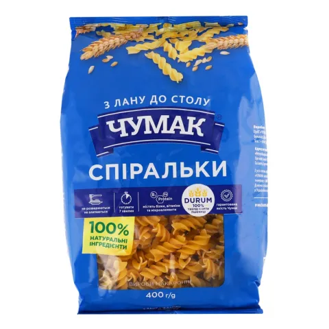 Макарони Чумак 400 г Спіральки