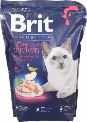 Корм д/котів стериліз. Brit Premium by Nature 1,5 кг з куркою