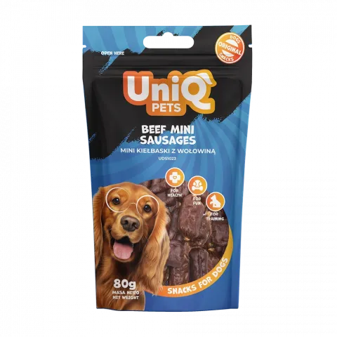 Снек д/собак UNIQ PETS 80г яловичі міні-сосиски И070 (Пол)