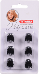 Зажим д/волосся Titania пластмасовий зубчатий мал. 6 шт. 1,5 см чорний 7931