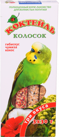 Корм Коктейль Колосок дпапуг 90 г дхвилястих папуг (гібіскус, чумиза, кокос)