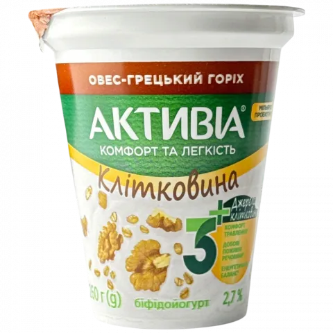 Біфідойогурт Активіа 2,7  260 г стак. овес-грецький горіх