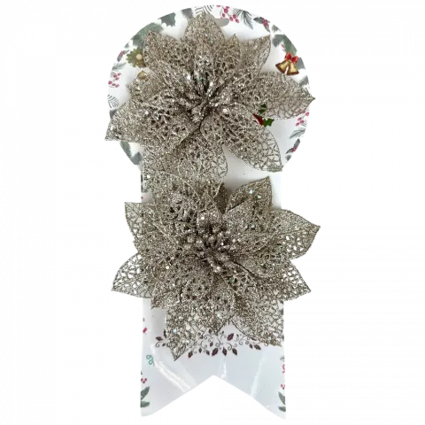 Прикраса ялинкова Квіти 2 шт, 14 см шампань арт. ZT24-F155 9245 И870