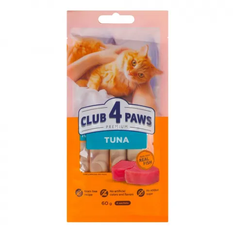 Ласощі д/котів Клуб 4 лапи 4х15 г тунець