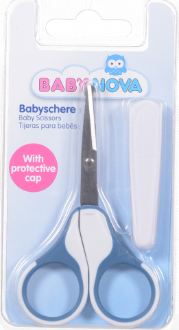 Ножиці Baby-Nova безпечні з ковпачком блакитні
