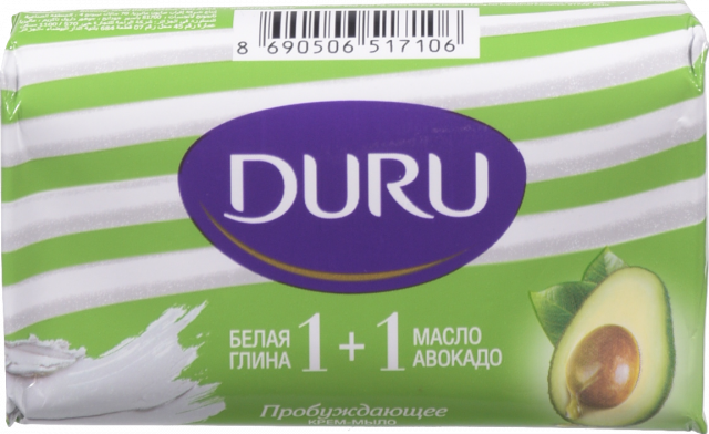 Мило Duru 1+1 80 г з білою глиною та олією авокадо