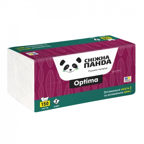 Рушник папер. Сніжна Панда 150 шт. 2 шар. листові Оптіма