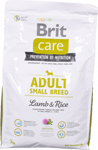 Корм дсобак Brit Care Adult Small Breed Lamb and Rice 3 кг дмаленьких порід собак 132707