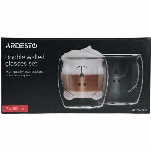 Набір чашок скл. Ardesto Animals 250 мл 2 шт. AR2625BA