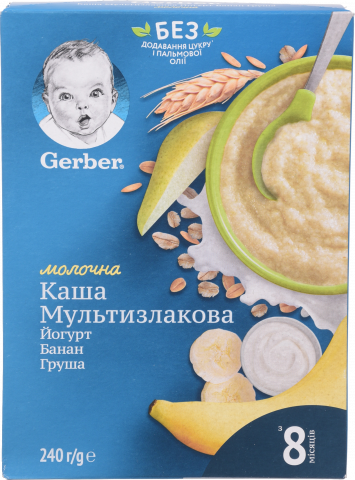 Каша Gerber 240 г мультизлакова йогурт банан та груша