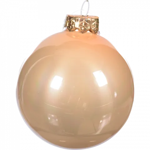 Прикраса ЛХ куля скляна 8 см перловий крем-брюле JNGS-0141 И233