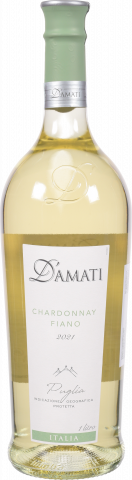 Вино D`Amati Chardonnay Fiano Puglia 1 л сух. біле 12,5 (Італія)