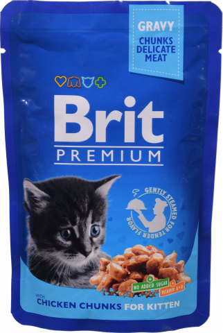 Корм д/кошенят Brit Premium Cat pouch 100 г пак. Курка 100274