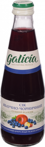 Сік Galicia 0,3 л скл. яблучно-чорничний