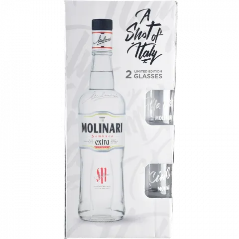 Набір Лікер Самбука Молінарі 0,7 л Екстра + 2 чарки