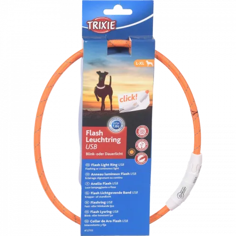 Нашийник Trixie світиться з USB L-XL 65 см помаранчевий