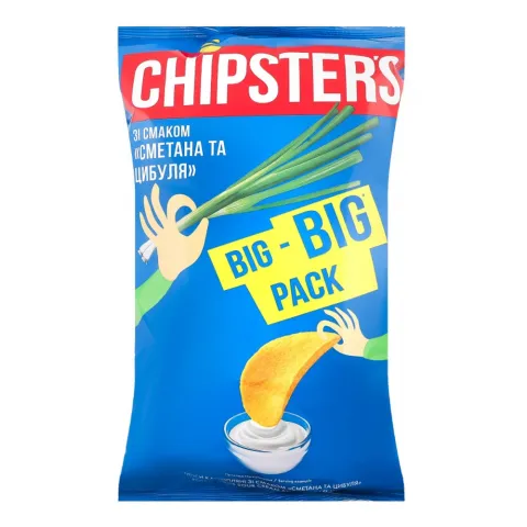 Чипси Chipster`s 150 г зі смаком сметани та цибулі