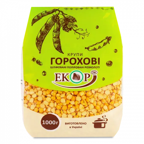 Крупи Екор 1 кг горохові шліфовані поліровані розколоті