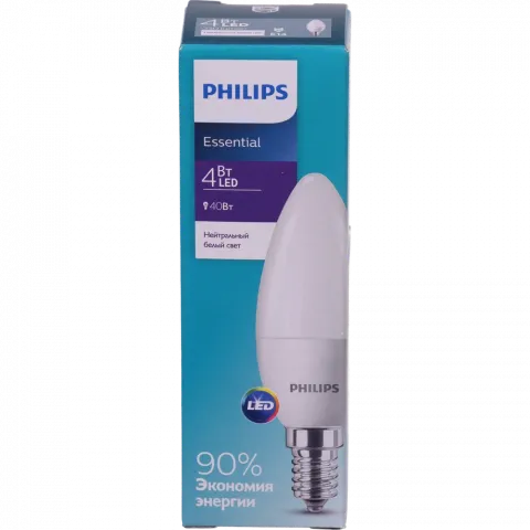 Лампа LED Philips свічка біла 4 Вт E14