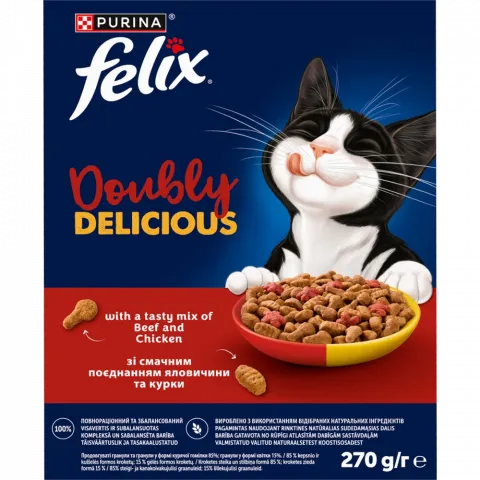 Корм д/котів Фелікс 270 г Doubly Delicious Яловичина курка