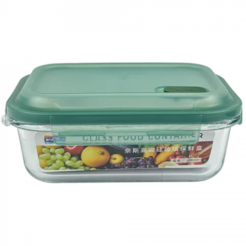 Ємкість пласт. д/кухні прямок. скло кришка аквамарин 0,68 л 1462-34235 И626