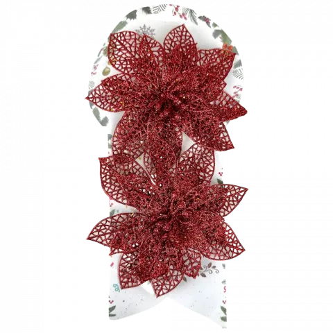 Прикраса ялинкова Квіти 2 шт, 14 см червоні арт. ZT24-F153 9245 И931