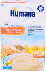 Каша Humana 200 г молочна 5-злаків з бананом