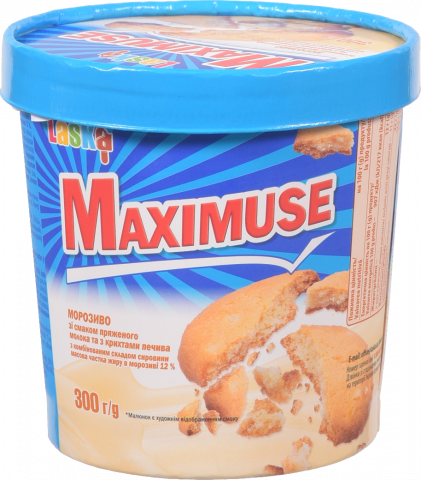 Морозиво Laska 300 г Maximuse зі смак. пряж. молока та крихтами печива