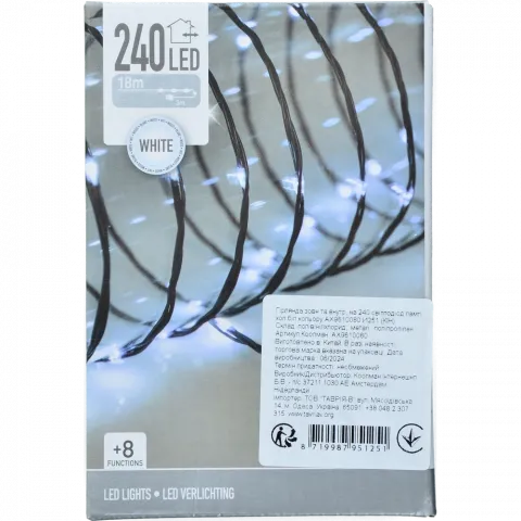 Гірлянда зовн та внутр, на 240 світлодіод ламп хол біл кольору AX9610080 И251 (КІН)
